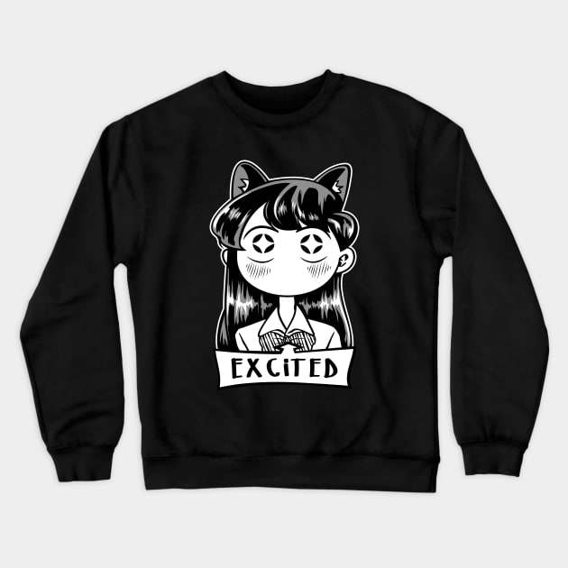 Komi-san Excited Crewneck Sweatshirt by gamergeek